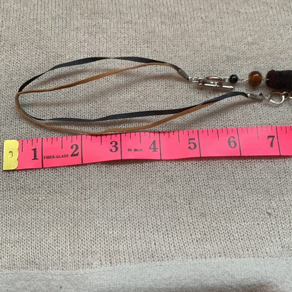 3x35$ 💀 CREATION - Skull short necklace ruban beads - brown black - Picture 9 of 9